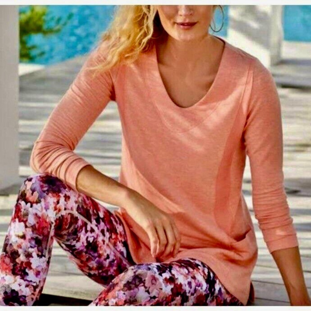 SOFT SURROUNDINGS delia pullover in heather coral size L Large Womens Topl